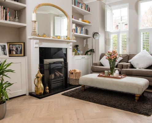 Living room area with fireplace