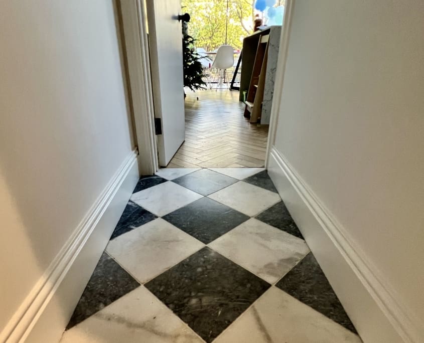 Stylish, modern tiled hallway